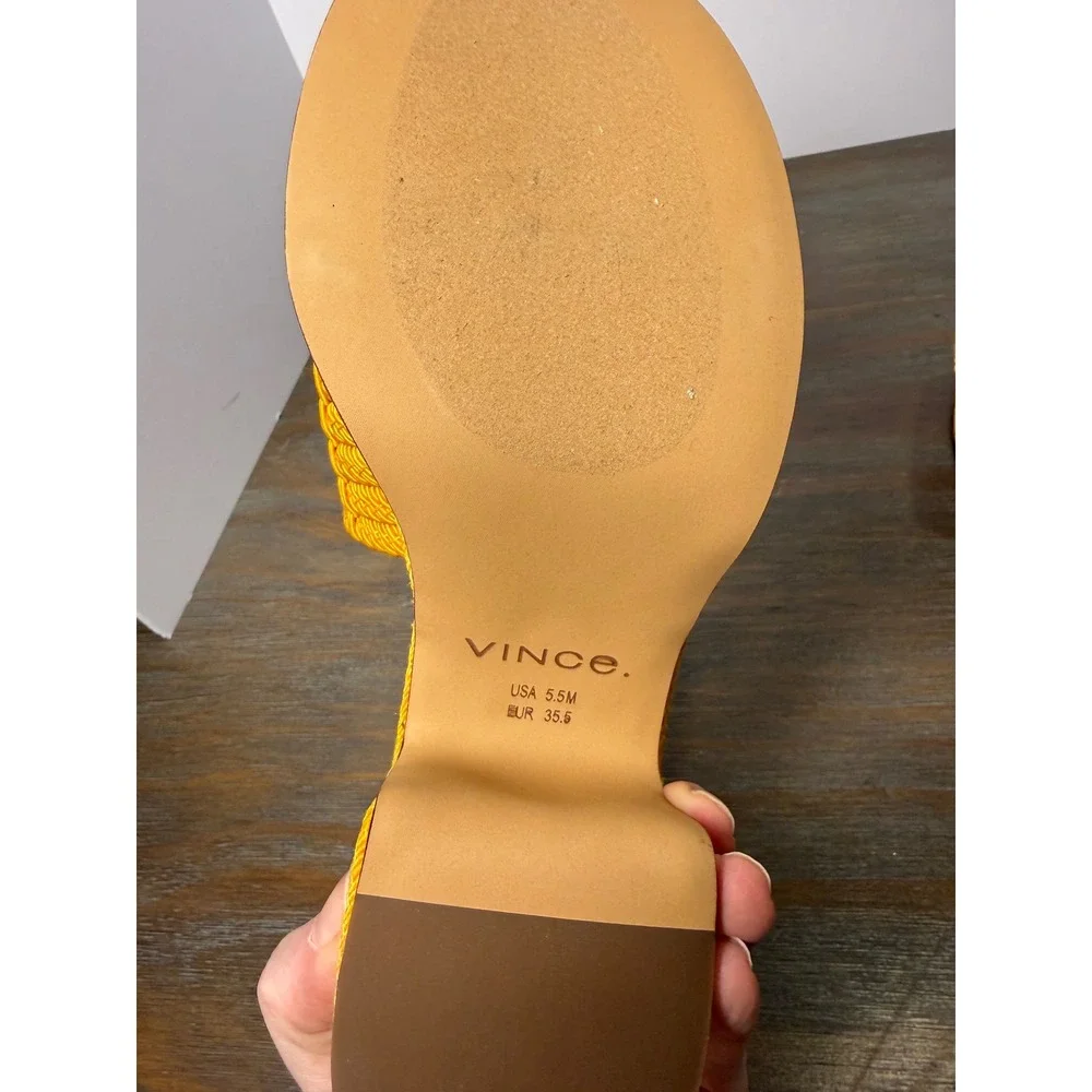Vince Margo Cord Platform‎ Slide Sandals Mustard Yellow Size 5.5 NIB Designer